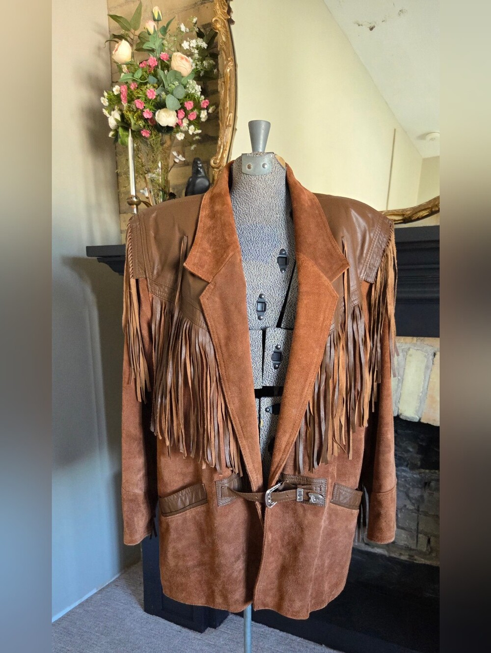 Vintage Whipp Western Fringed Brown Suede & Leather Ranch Coat